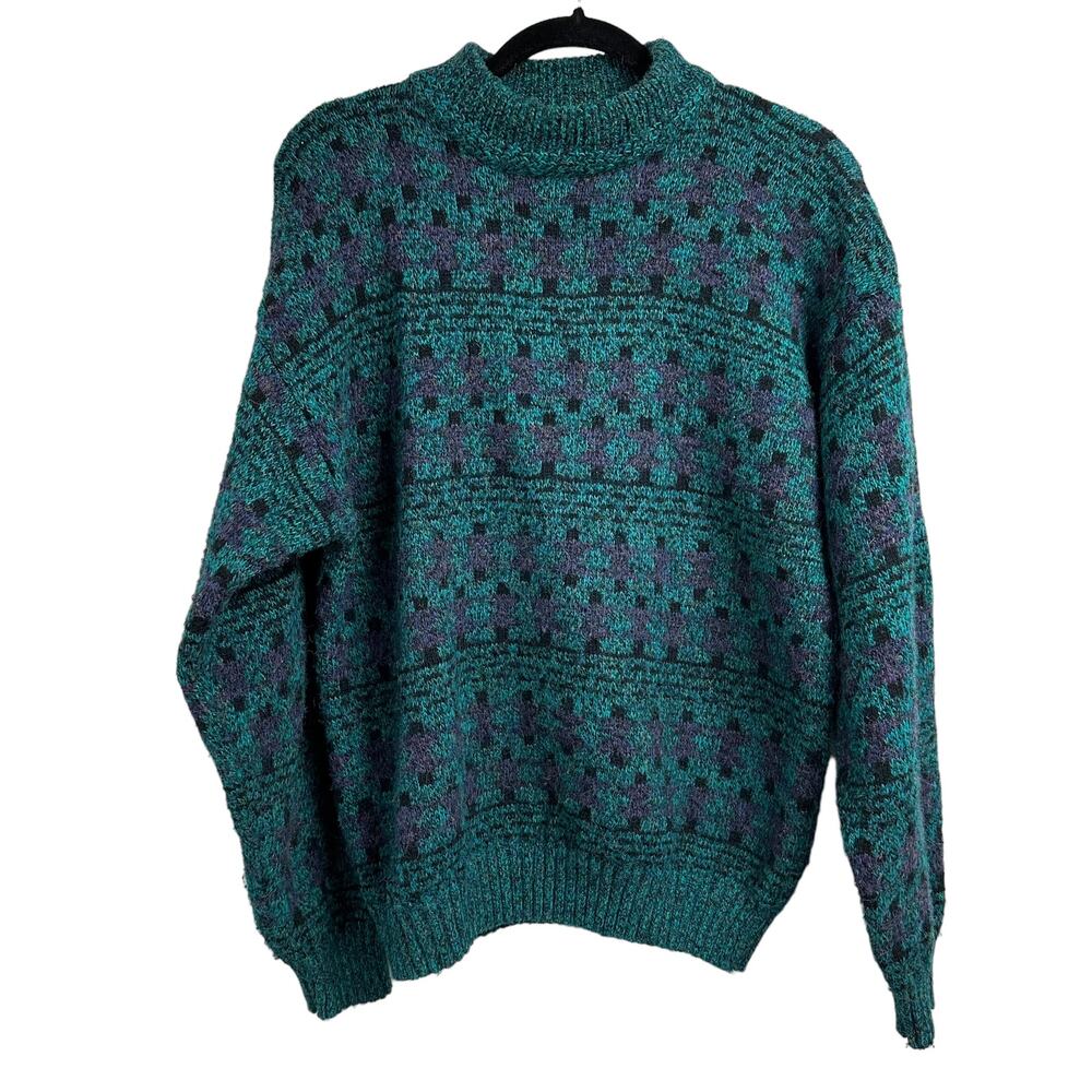 Vintage‎ Concrete Mix Mens Sweater Large Print Acrylic